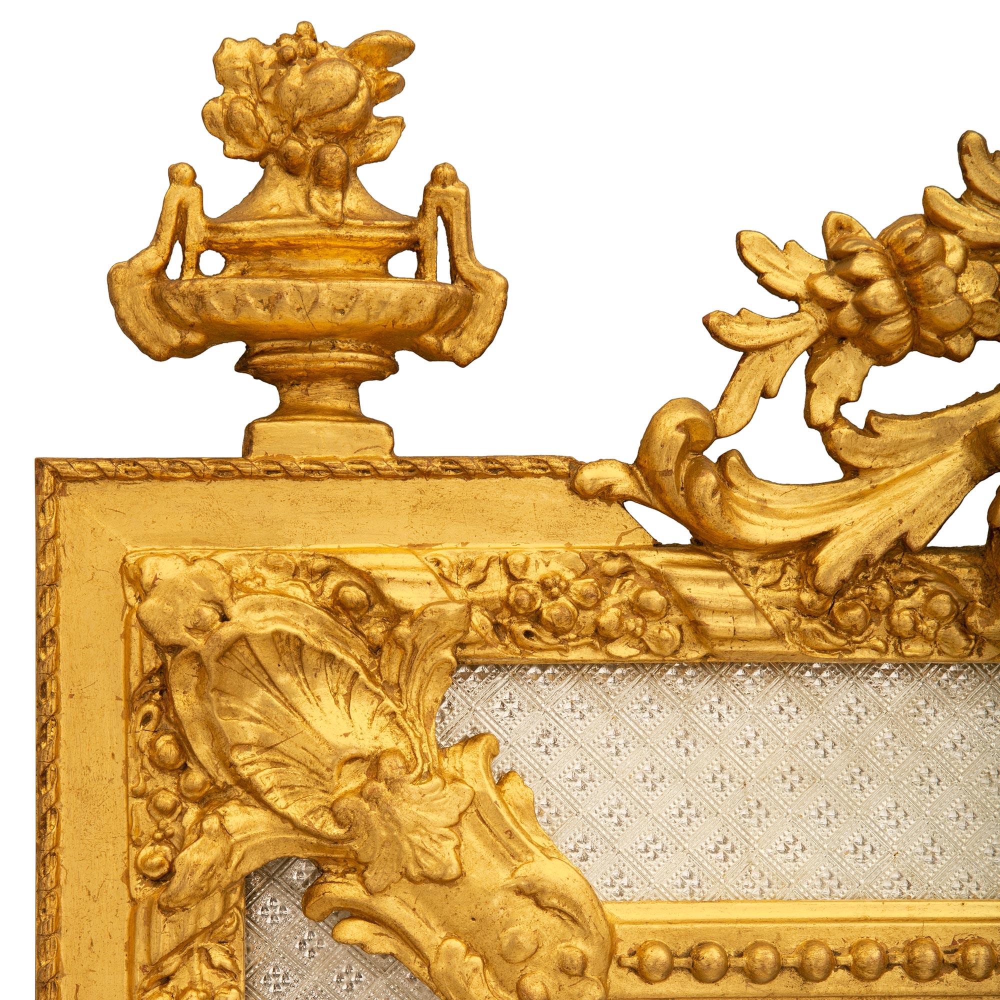 Glass French 19th Century Louis XVI St. Giltwood Double Framed Mirror For Sale