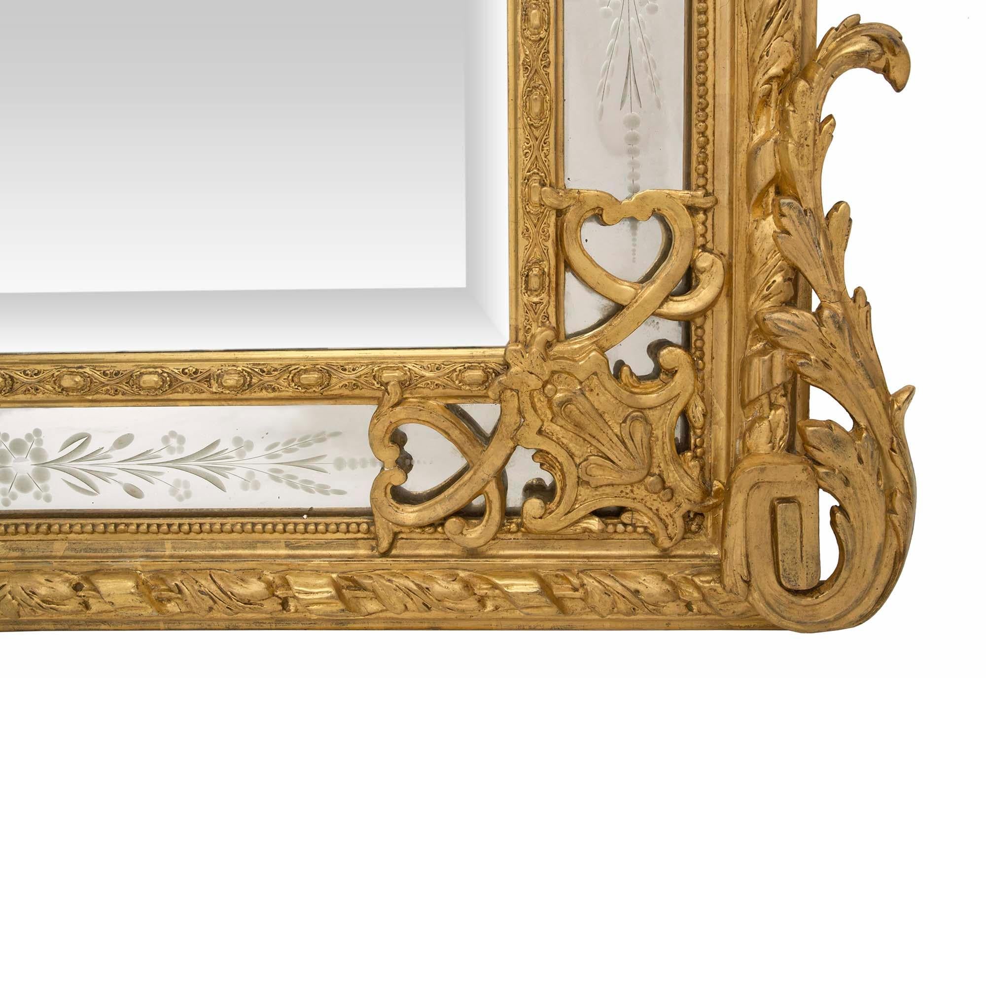 French 19th Century Louis XVI St. Giltwood Double Framed Mirror For Sale 4
