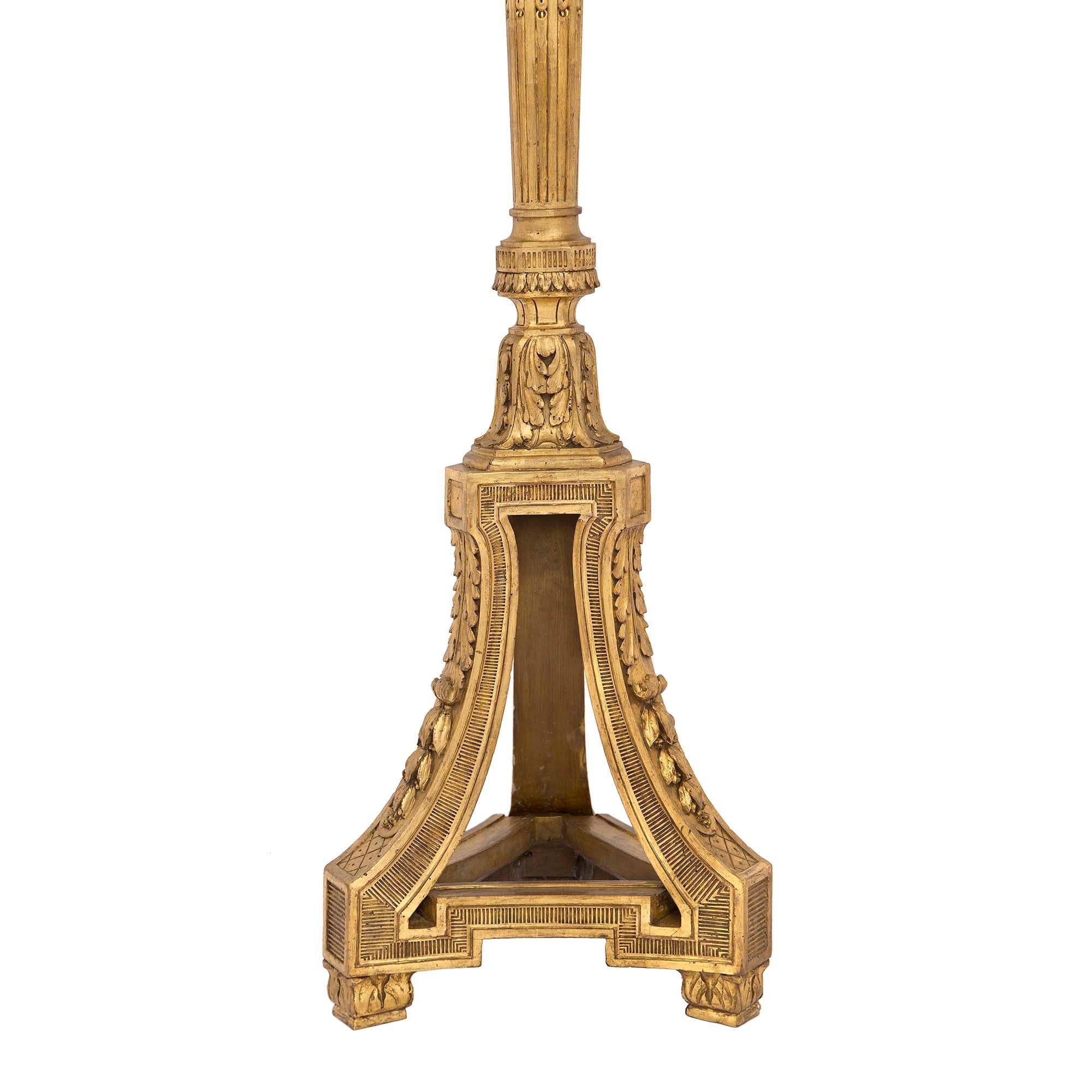 French 19th Century Louis XVI St. Giltwood Floor Lamp 1