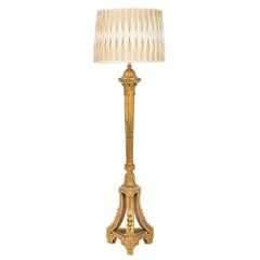 French 19th Century Louis XVI St. Giltwood Floor Lamp