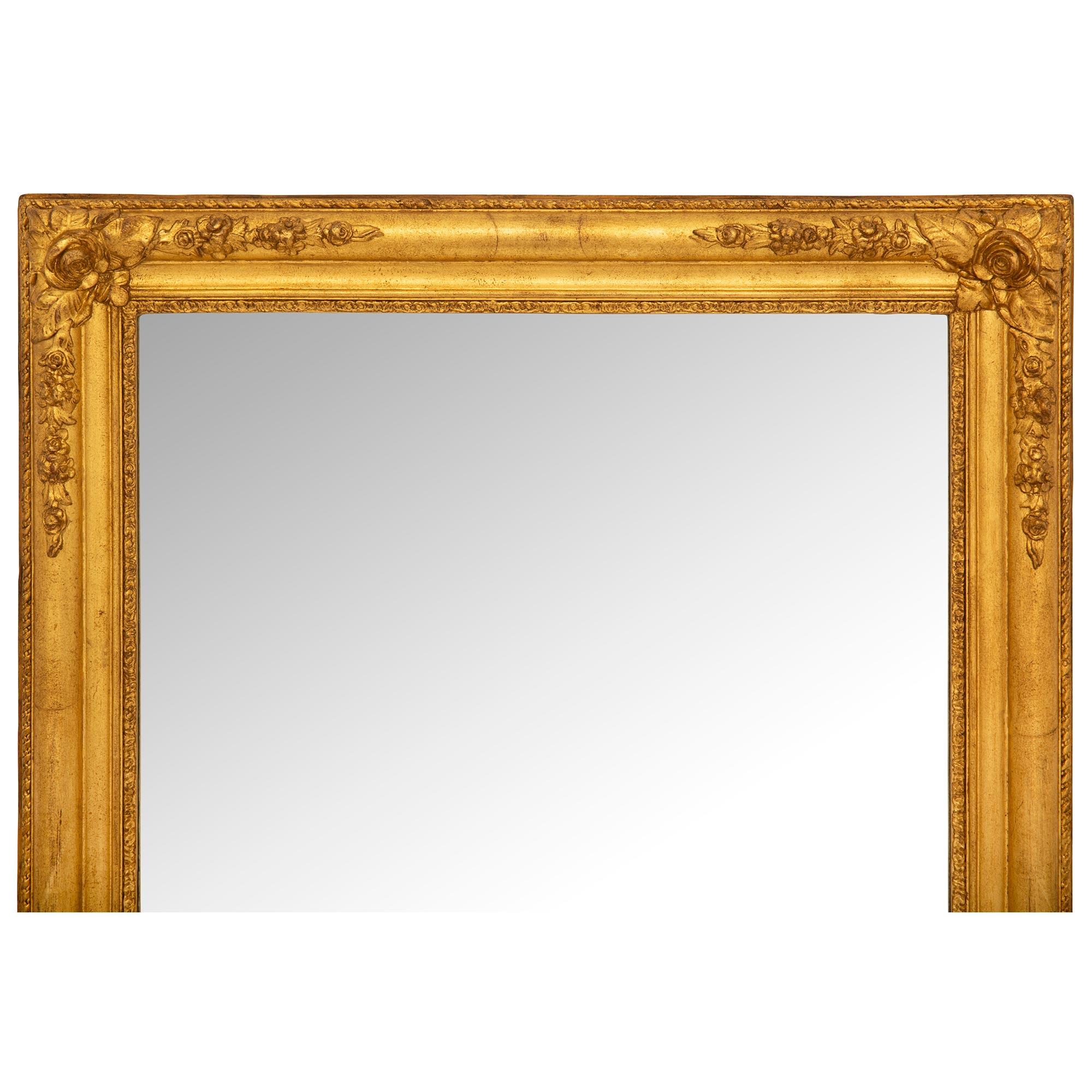 French 19th Century Louis XVI St. Giltwood Mirror For Sale 1