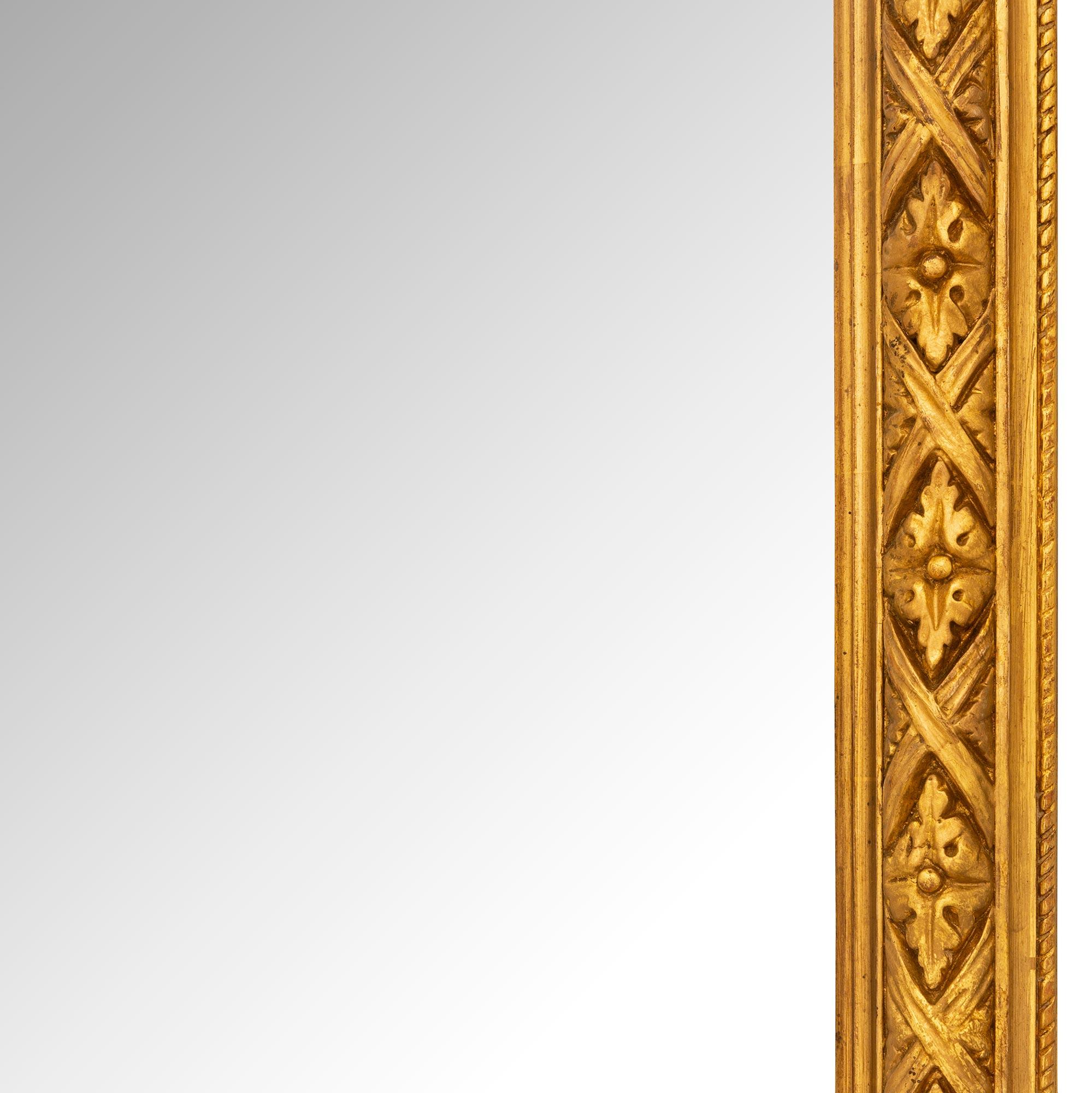 French 19th Century Louis XVI St. Giltwood Mirror For Sale 2