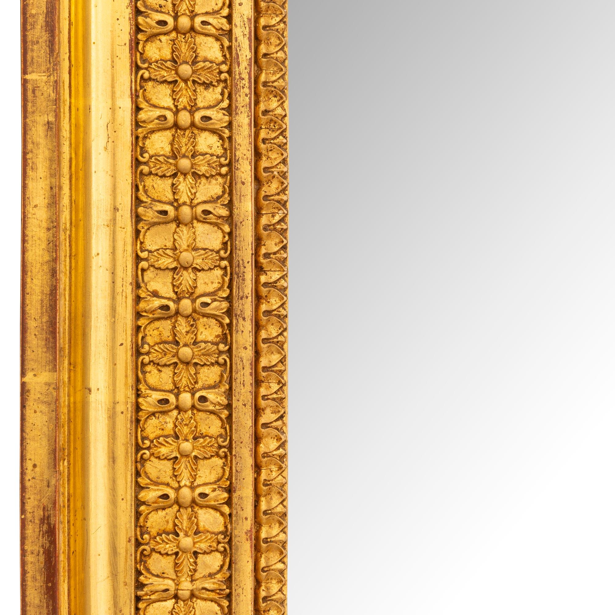 Mirror French 19th century Louis XVI st. Giltwood mirror For Sale