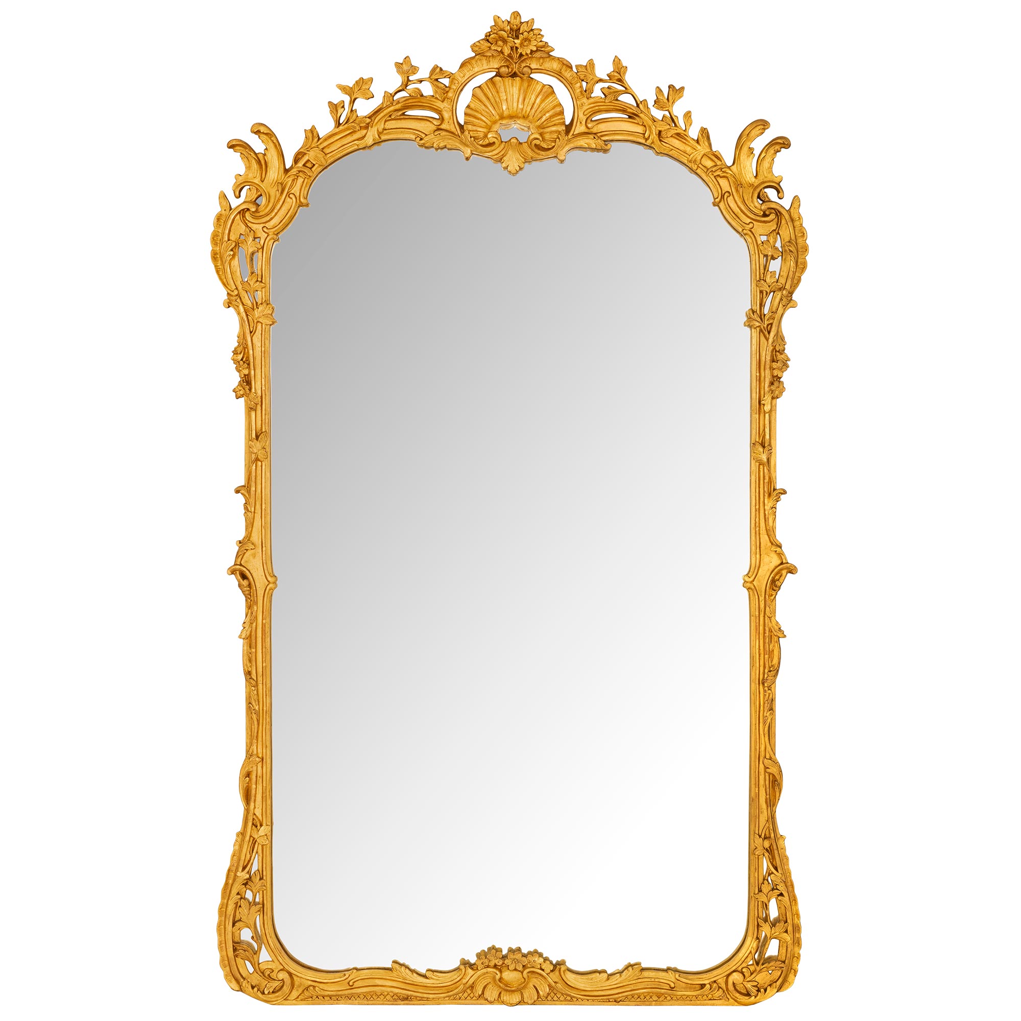 Miroir français du 19ème siècle de style Louis XVI en bois doré