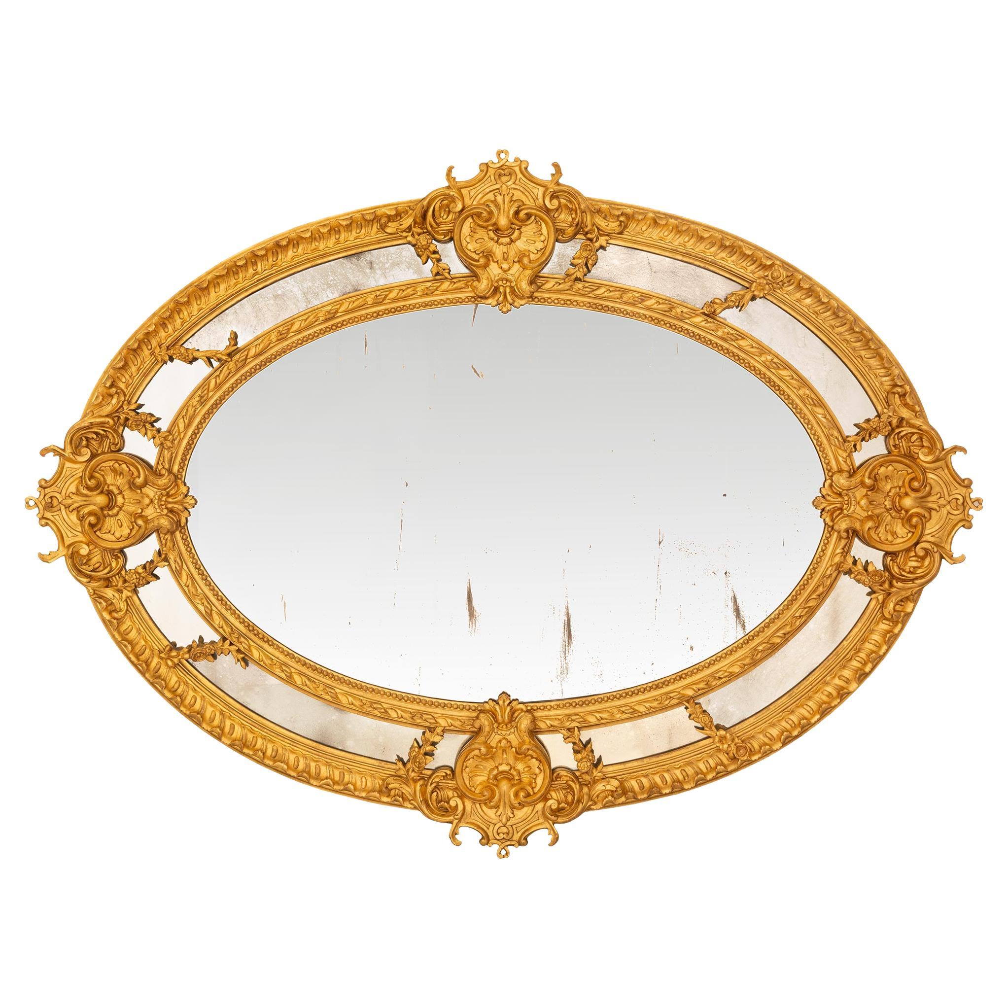 French 19th century Louis XVI st. Giltwood mirror