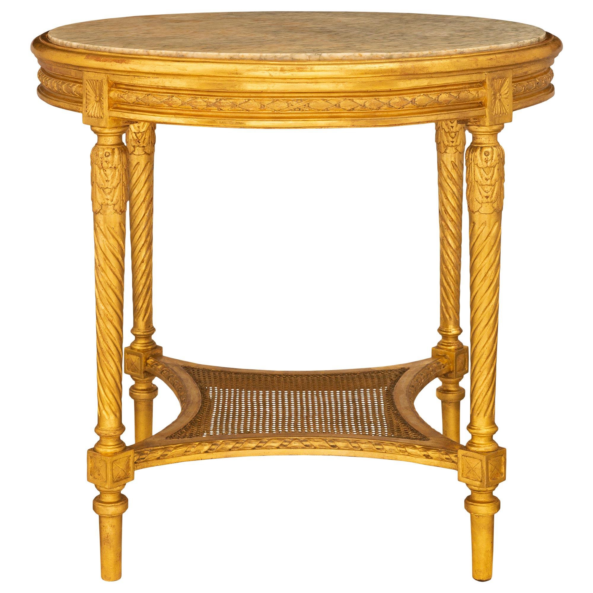 French 19th Century Louis XVI St. Giltwood Side Table For Sale 6
