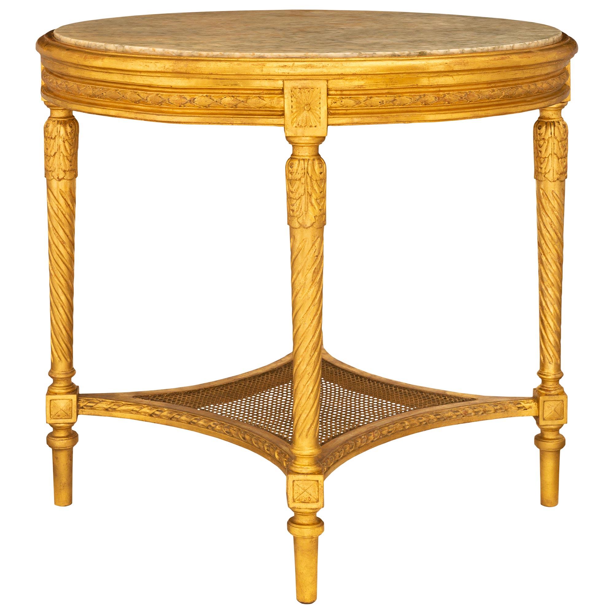 French 19th Century Louis XVI St. Giltwood Side Table In Good Condition For Sale In West Palm Beach, FL