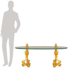 French 19th century Louis XVI st. Glass and Ormolu coffee table