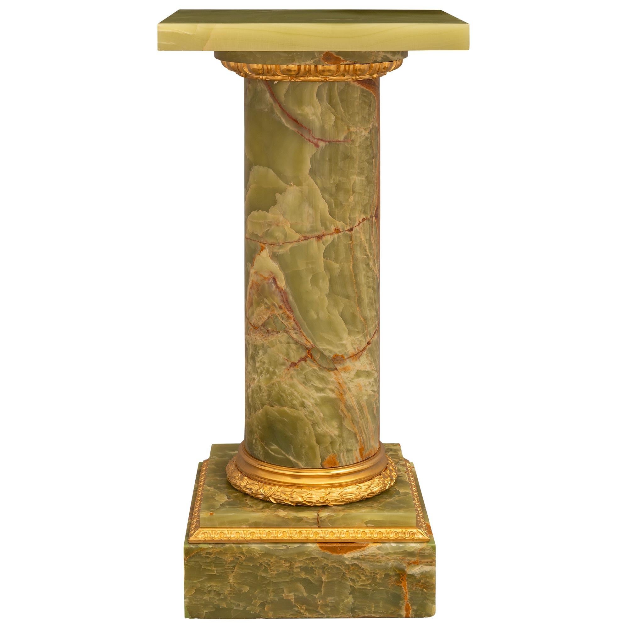 Französisch 19. Jahrhundert Louis XVI St. Grüner Onyx und Ormolu Pedestal 5