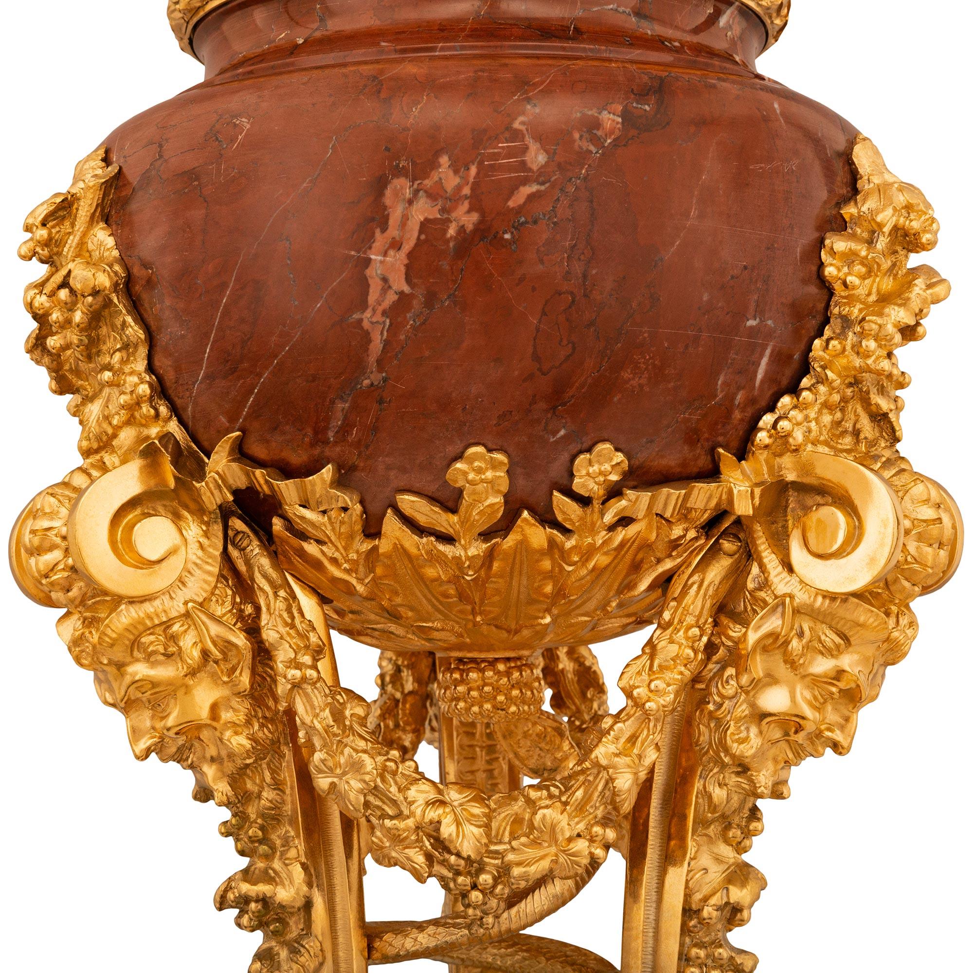 French 19th century Louis XVI st. Griotte marble and Ormolu lamp, attr. Sormani For Sale 2