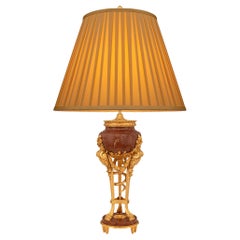 Used French 19th century Louis XVI st. Griotte marble and Ormolu lamp, attr. Sormani