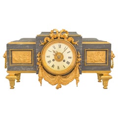 French 19th Century Louis XVI St. Gris St. Anne Marble and Ormolu Pedestal Clock