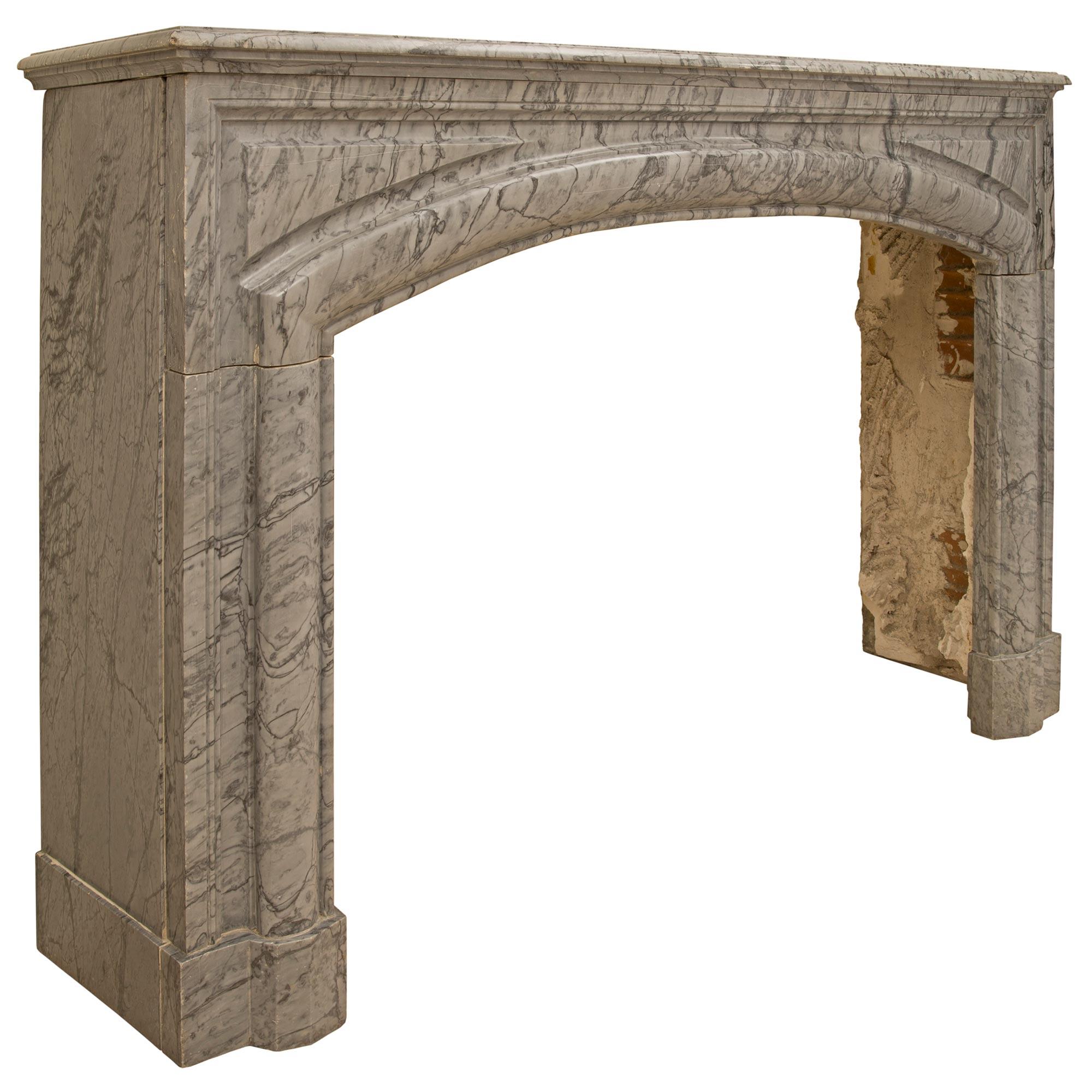 French 19th Century Louis XVI St. Gris St. Anne Marble Fireplace Mantel In Good Condition In West Palm Beach, FL