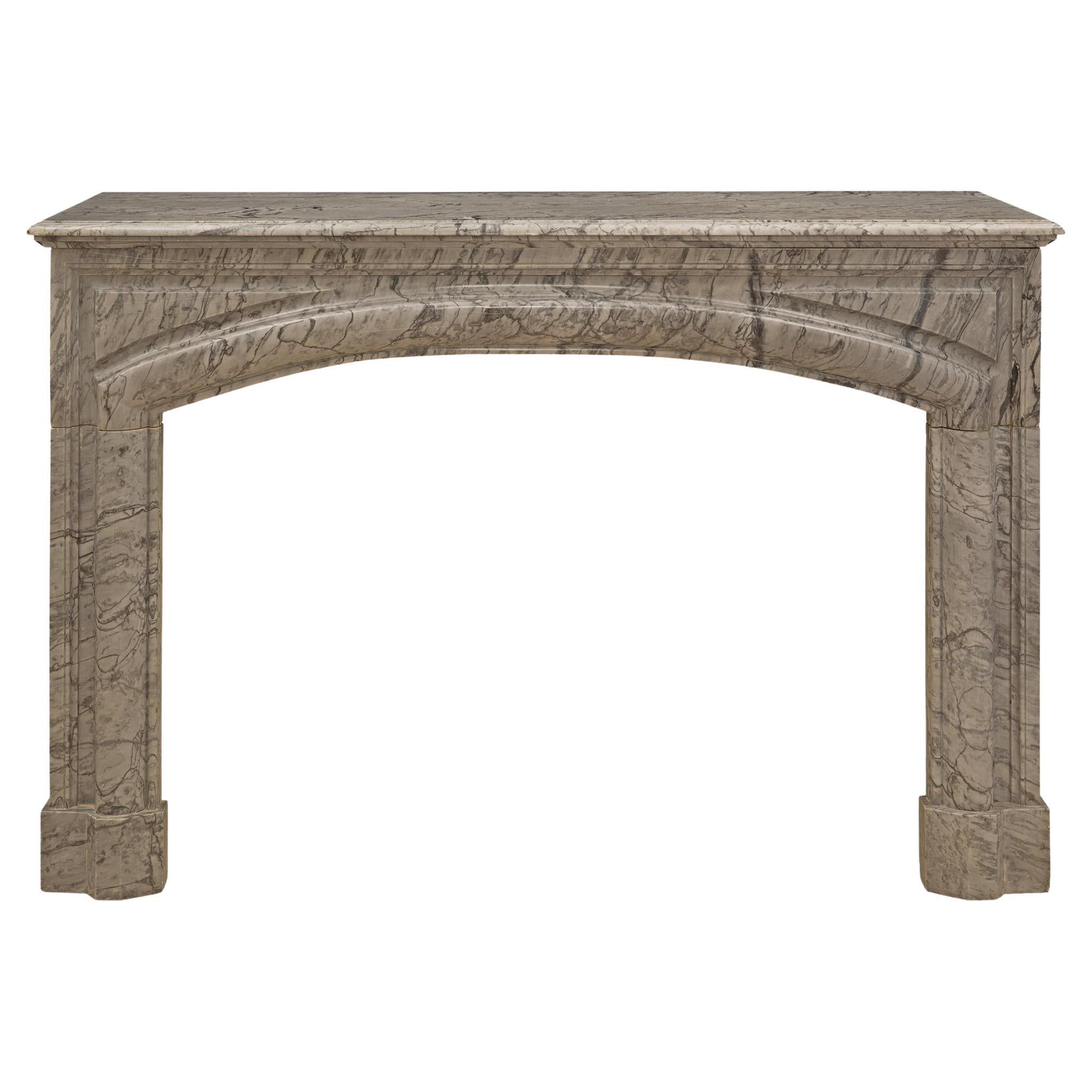 French 19th Century Louis XVI St. Gris St. Anne Marble Fireplace Mantel