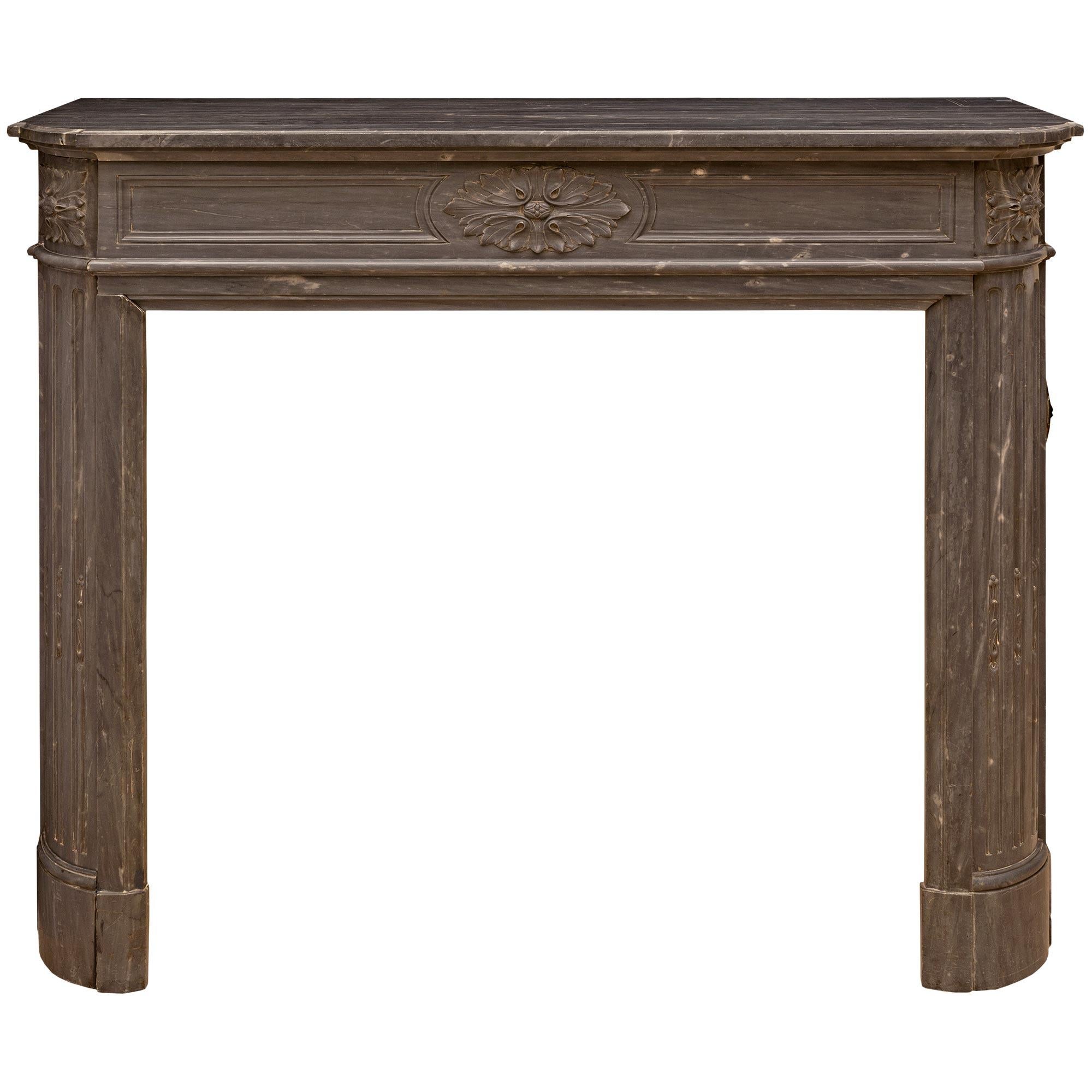 French 19th Century Louis XVI St. Gris St. Anne Marble Mantel