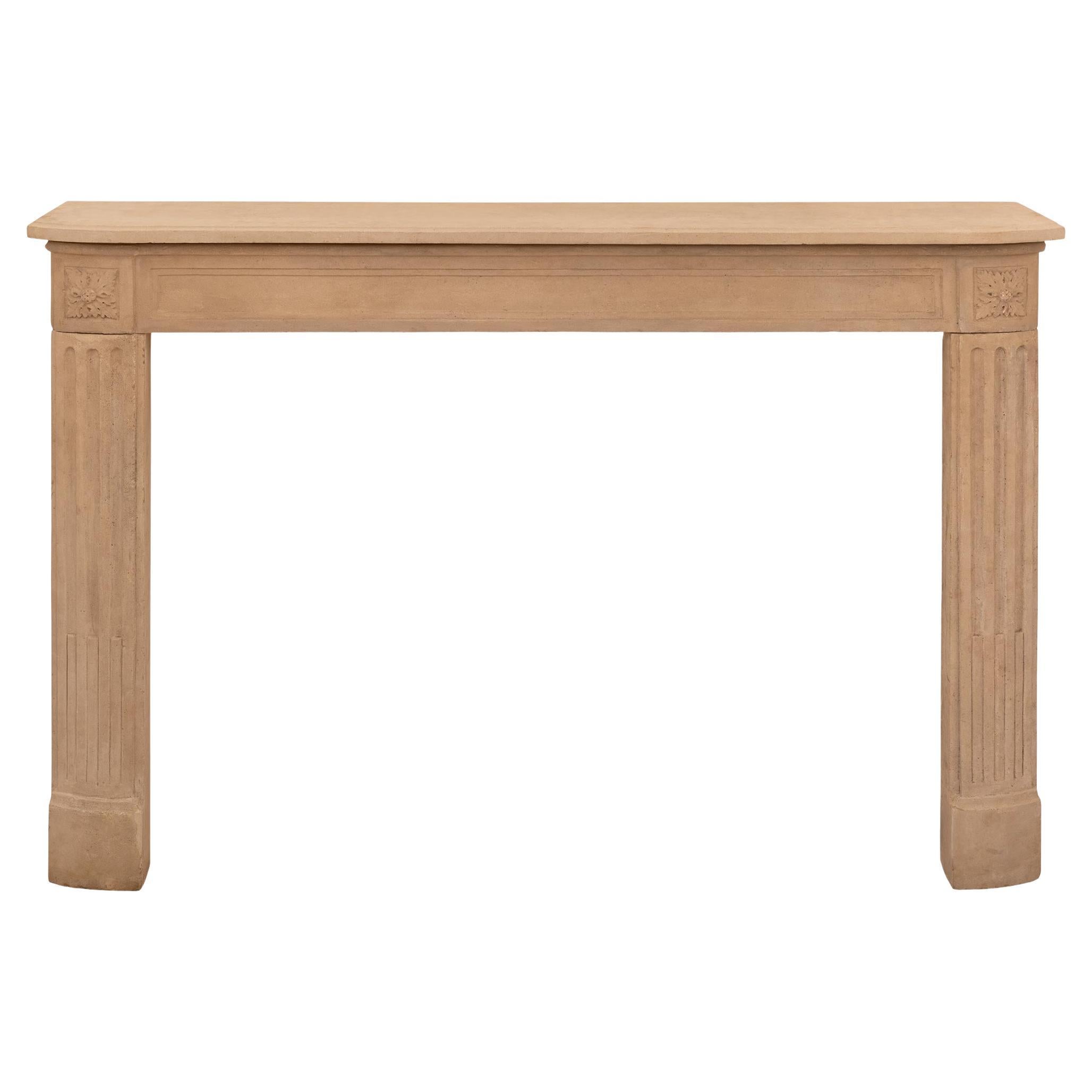 French 19th century Louis XVI st. Limestone mantel