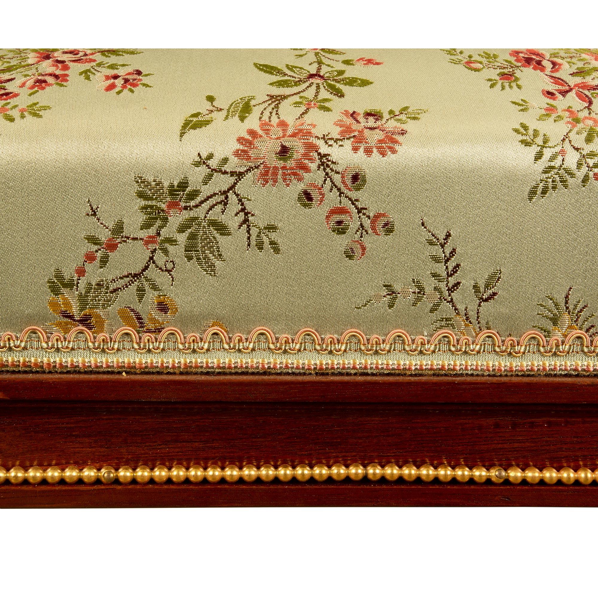 French 19th Century Louis XVI St. Mahogany and Ormolu Bench For Sale 3