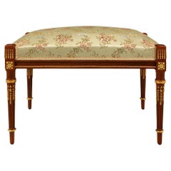 Banc français du 19ème siècle de style Louis XVI en acajou et bronze doré