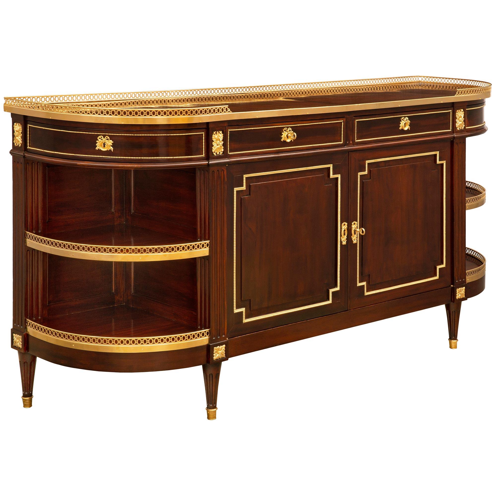 French 19th Century Louis XVI St. Mahogany And Ormolu Buffet For Sale 1