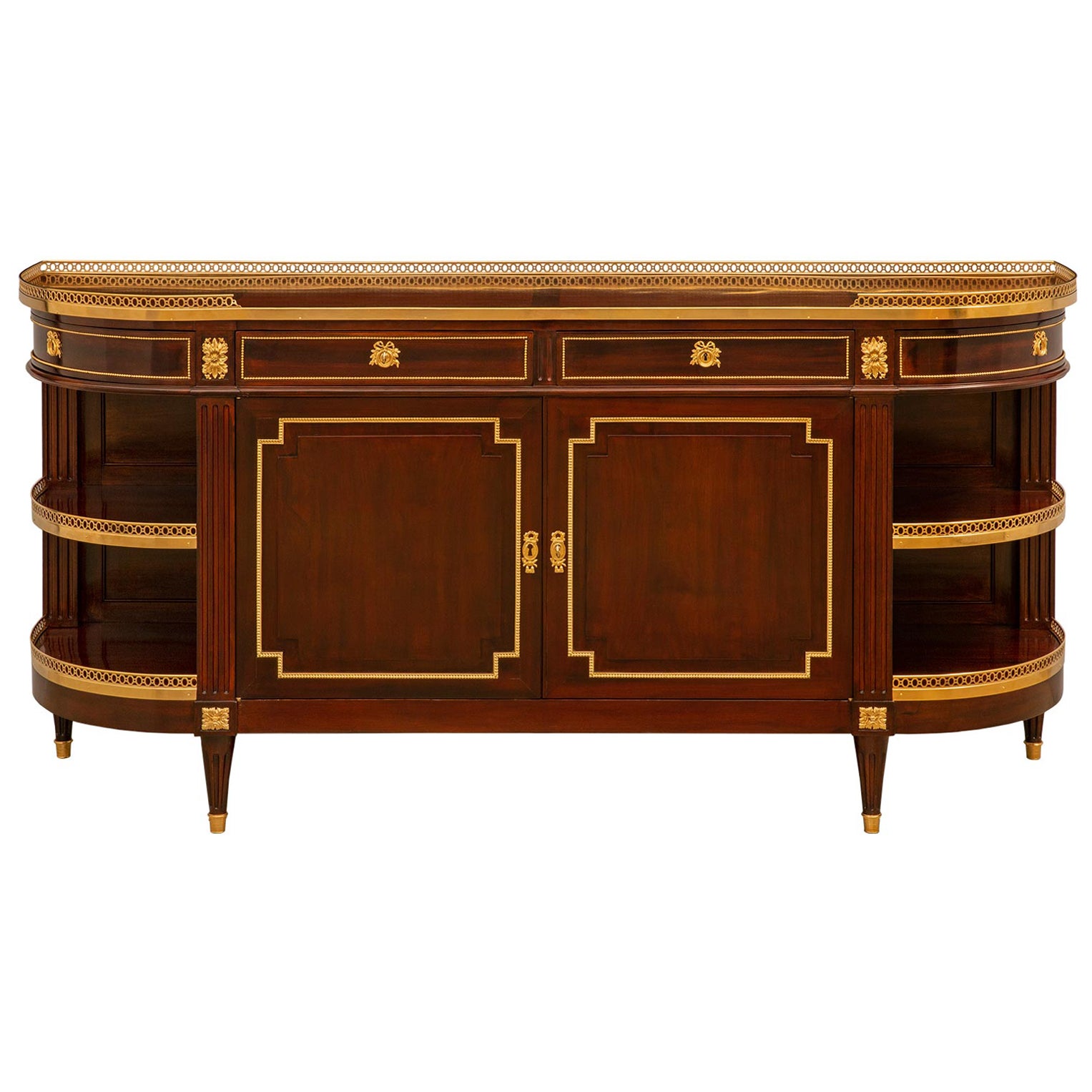 Französisches Louis-XVI-Buffet aus Mahagoni und Goldbronze aus dem 19. Jahrhundert