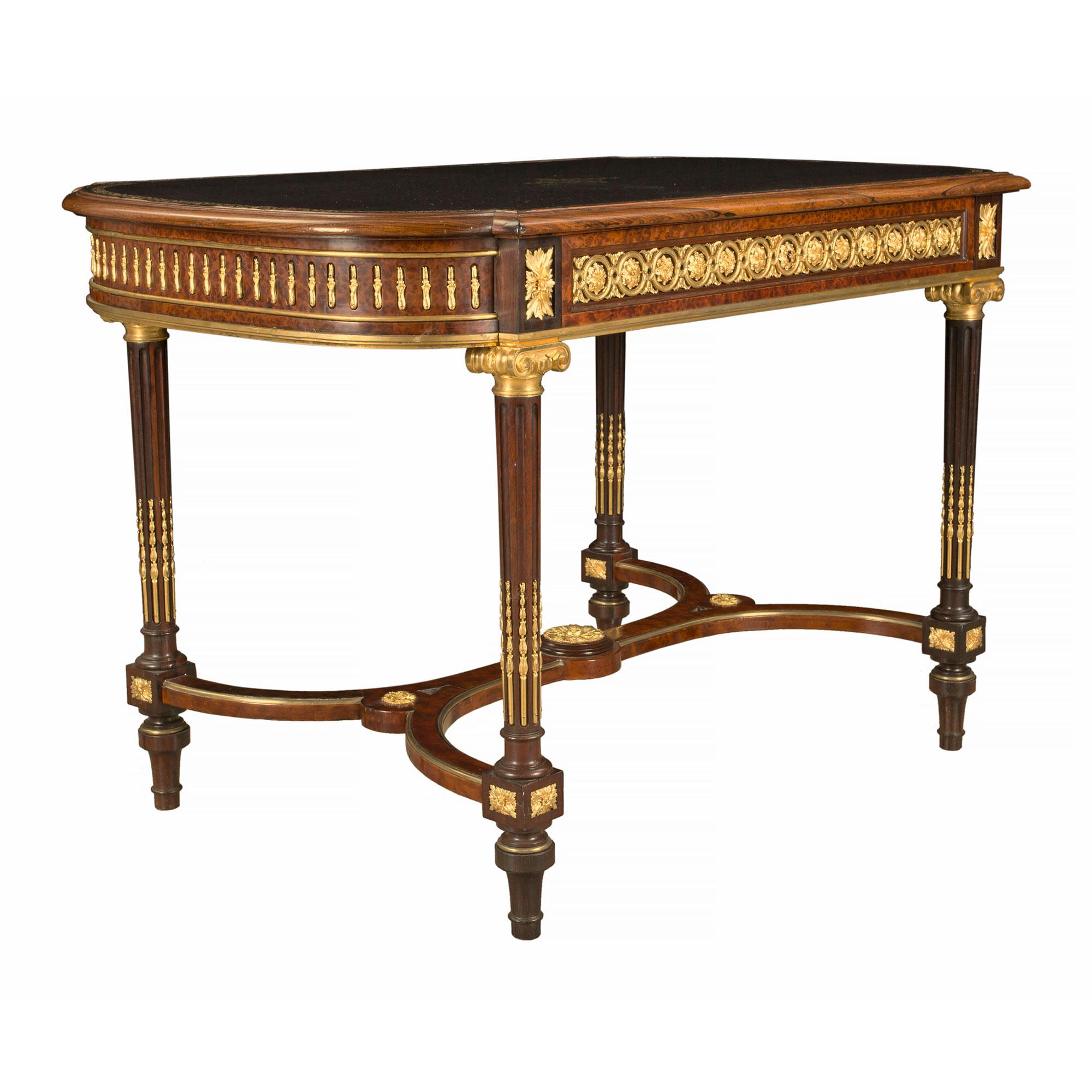 French 19th Century Louis XVI St. Mahogany and Ormolu Center Table / Desk In Good Condition In West Palm Beach, FL