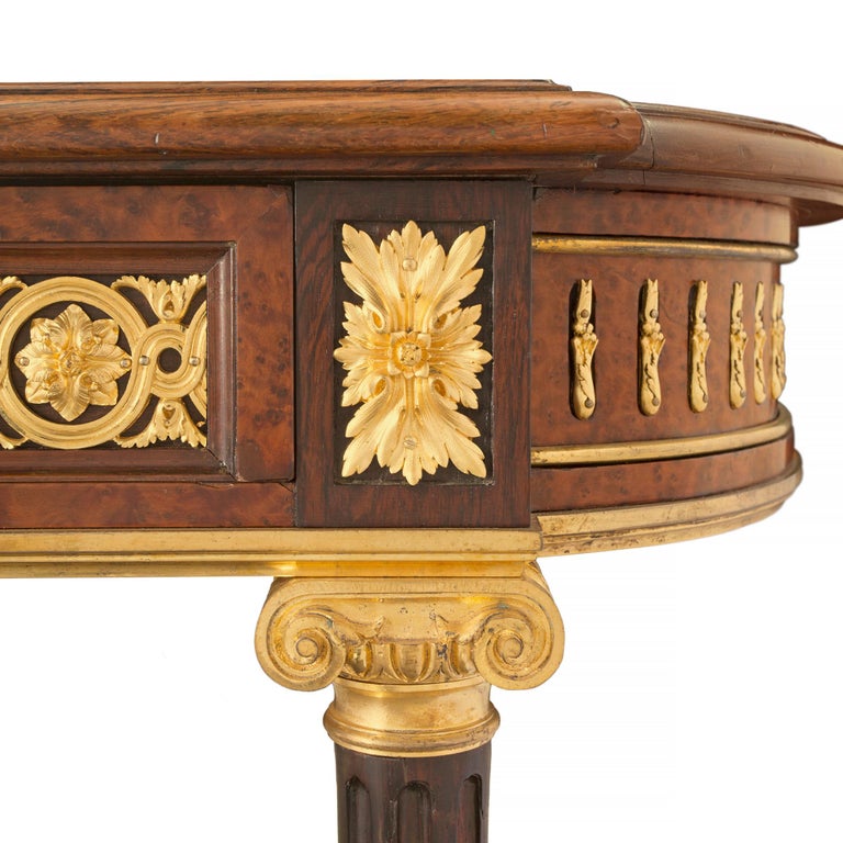 French 19th Century Louis XVI St. Mahogany and Ormolu Center Table / Desk For Sale 4