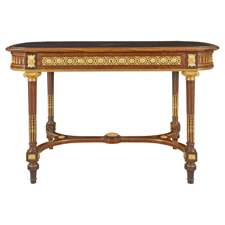French 19th Century Louis XVI St. Mahogany and Ormolu Center Table / Desk For Sale