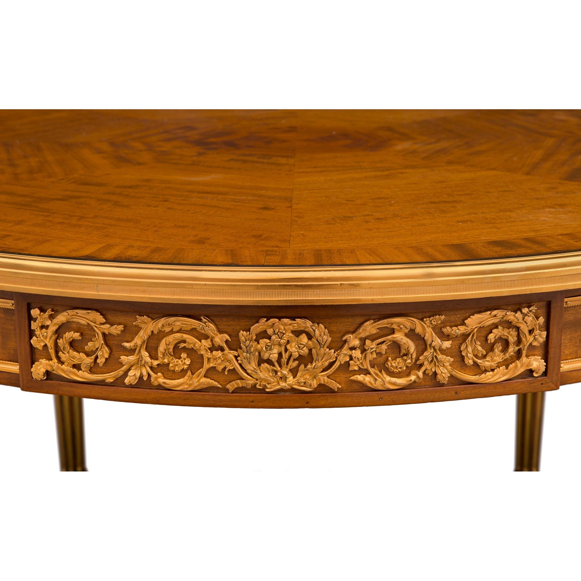 French 19th Century Louis XVI St. Mahogany and Ormolu Center Table For Sale 2