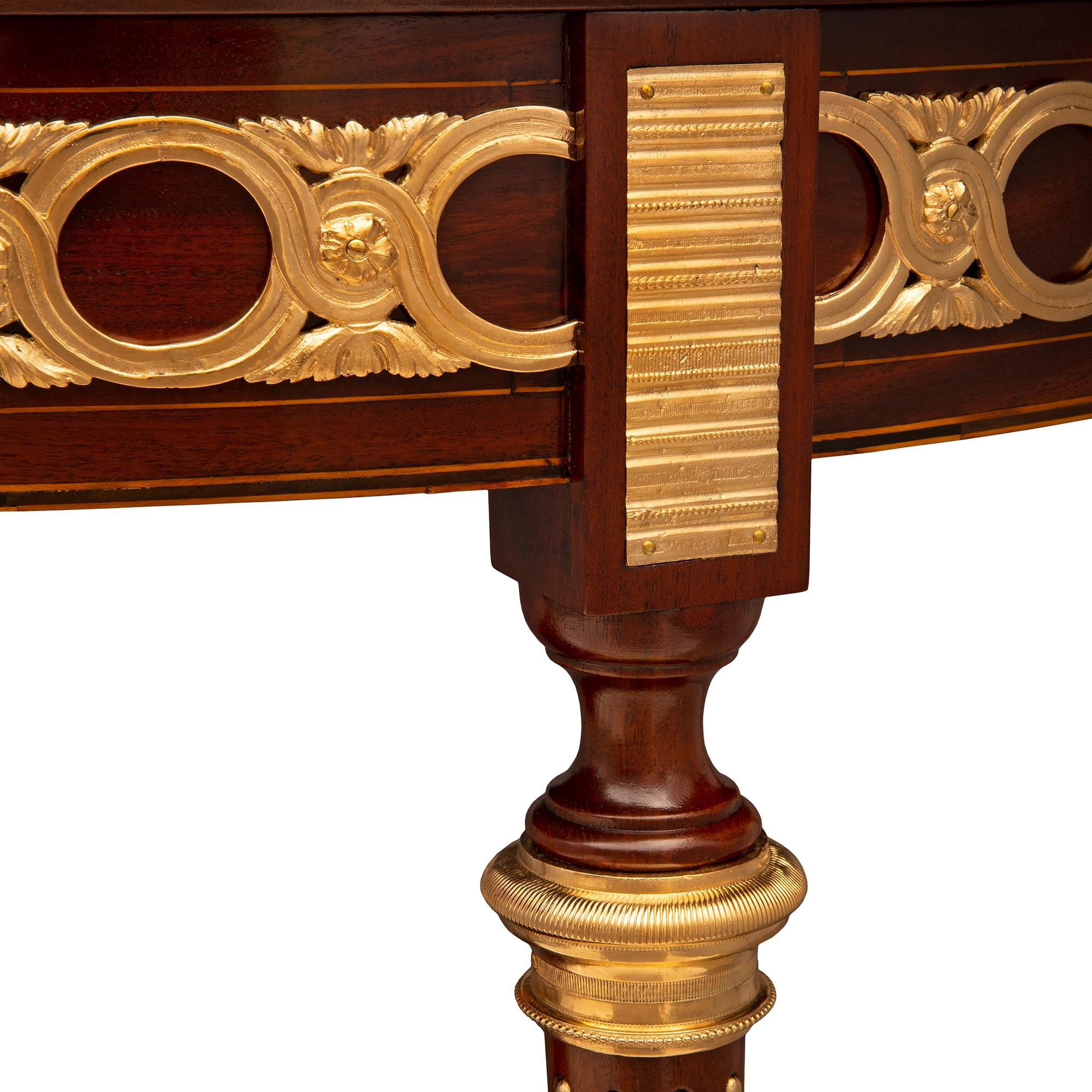 French 19th Century Louis XVI St. Mahogany and Ormolu Console For Sale 3