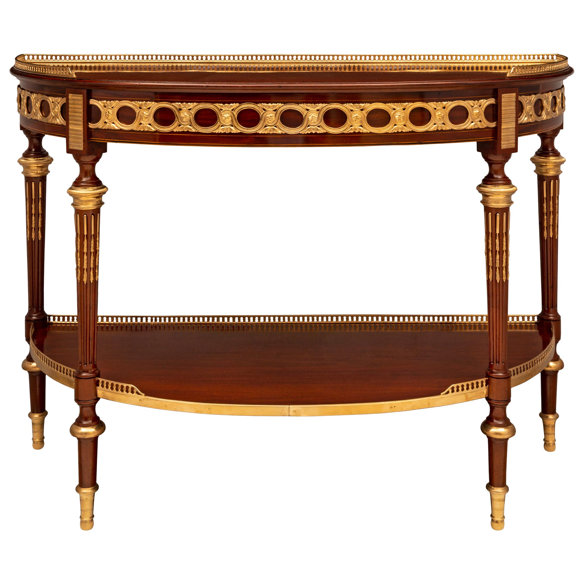 French 19th Century Louis XVI St. Mahogany and Ormolu Console For Sale