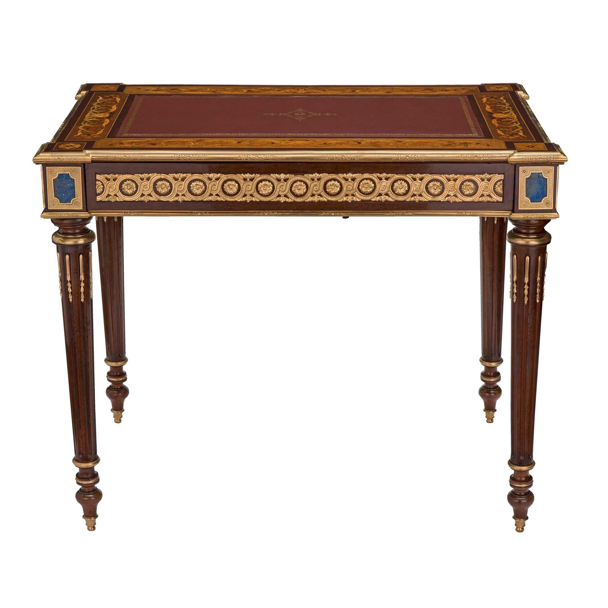 French 19th Century Louis XVI St. Mahogany and Ormolu Desk For Sale 1