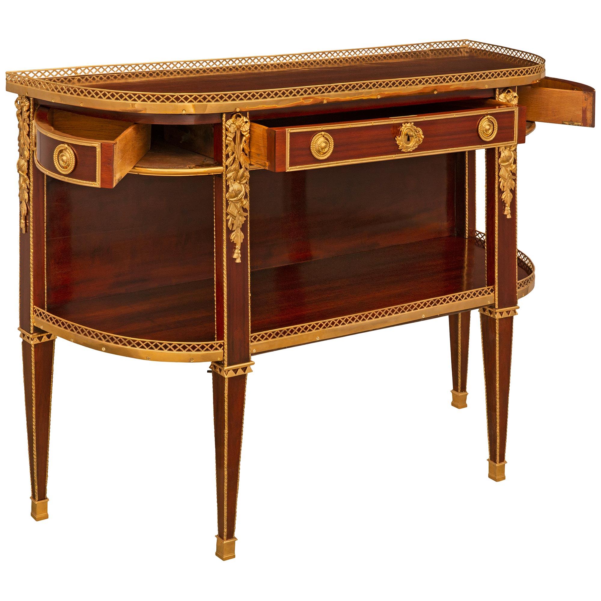 French 19th Century Louis XVI St. Mahogany And Ormolu Dessert Console For Sale 1