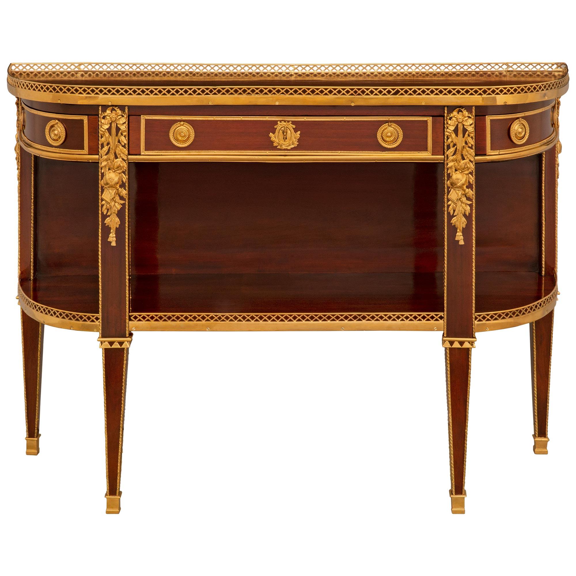 French 19th Century Louis XVI St. Mahogany And Ormolu Dessert Console For Sale 6