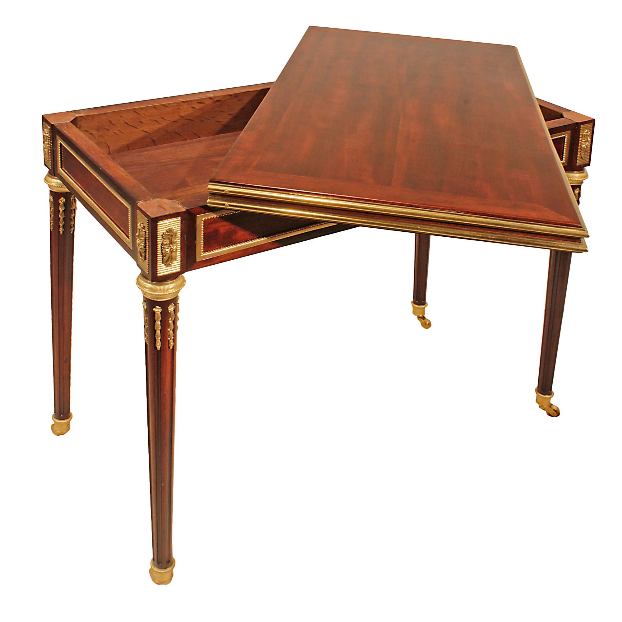 French 19th Century Louis XVI Style Mahogany and Ormolu Games Table For Sale 1