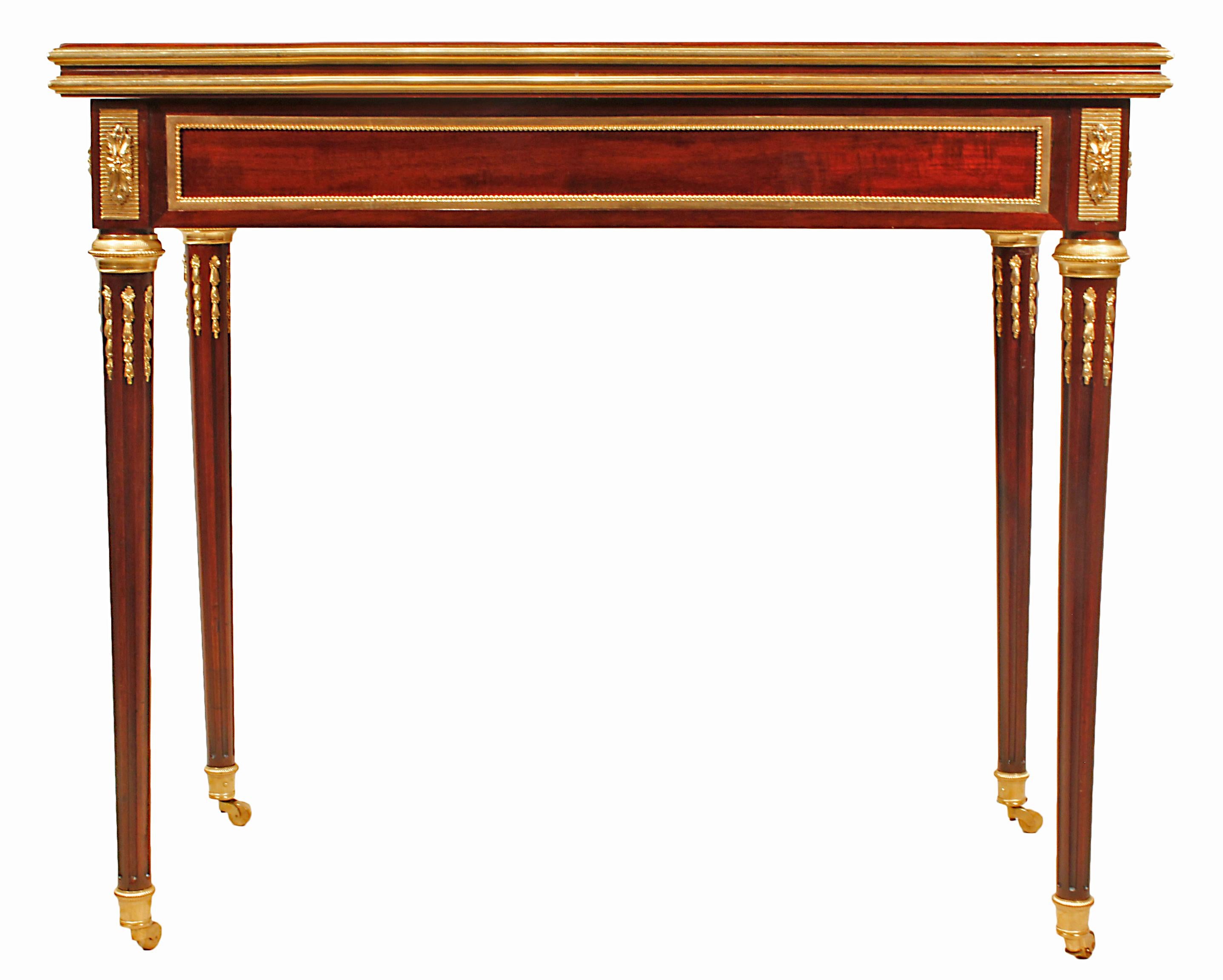 French 19th Century Louis XVI Style Mahogany and Ormolu Games Table For Sale 2