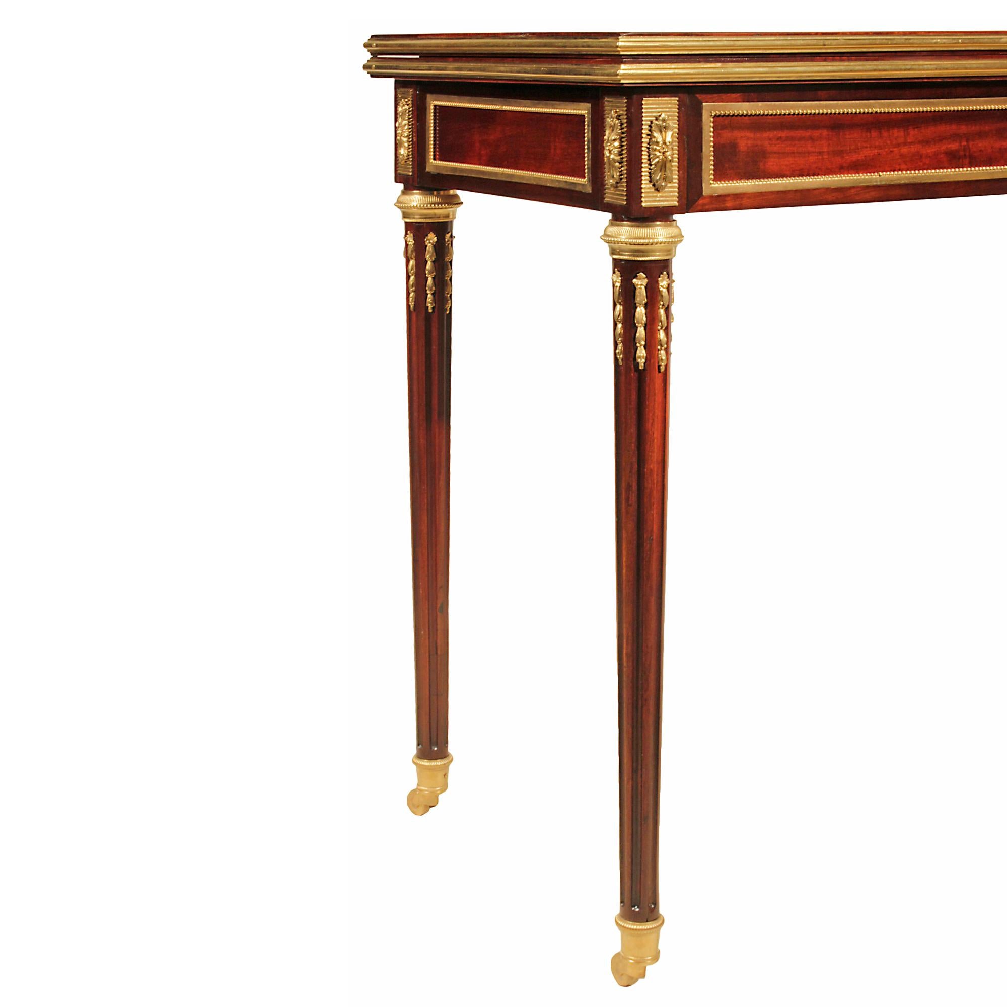 French 19th Century Louis XVI Style Mahogany and Ormolu Games Table For Sale 3