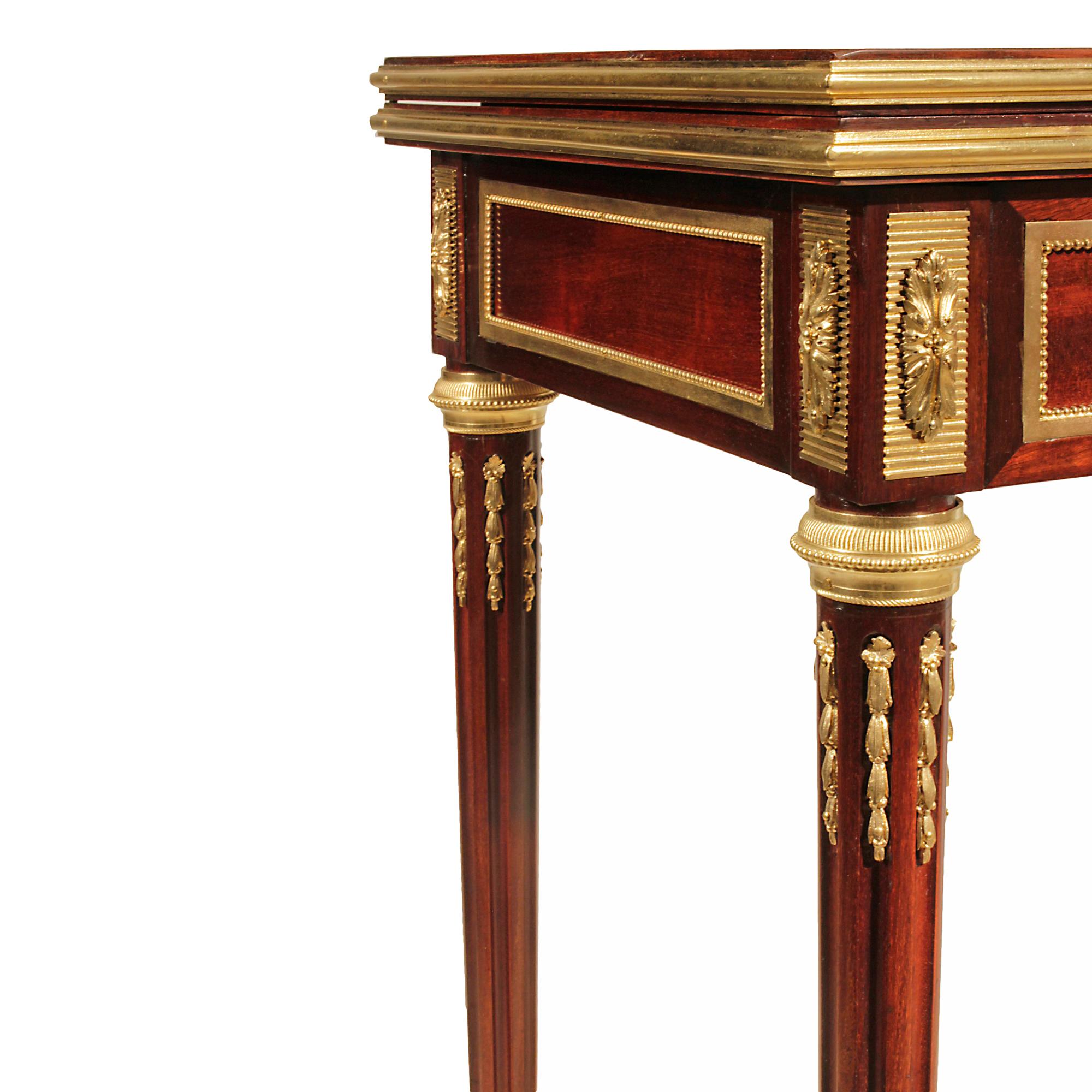 French 19th Century Louis XVI Style Mahogany and Ormolu Games Table For Sale 4