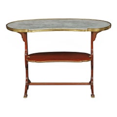 French 19th Century Louis XVI St. Mahogany and Ormolu Kidney Shaped Side Table