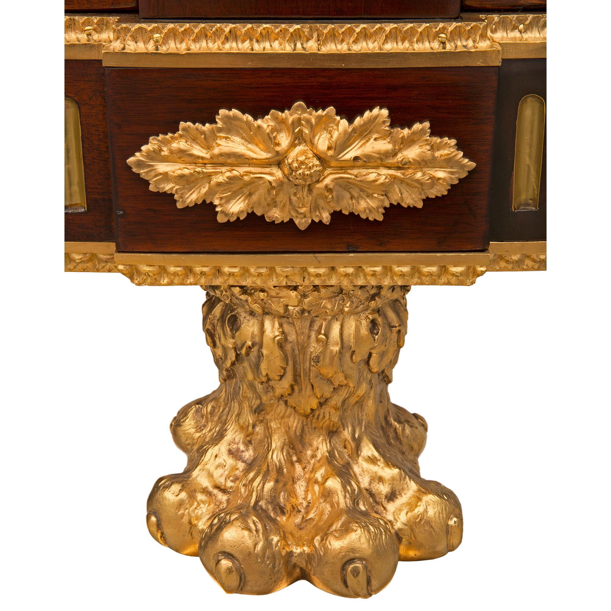 French 19th Century Louis XVI St. Mahogany and Ormolu Mounted Commode De Chateau For Sale 9