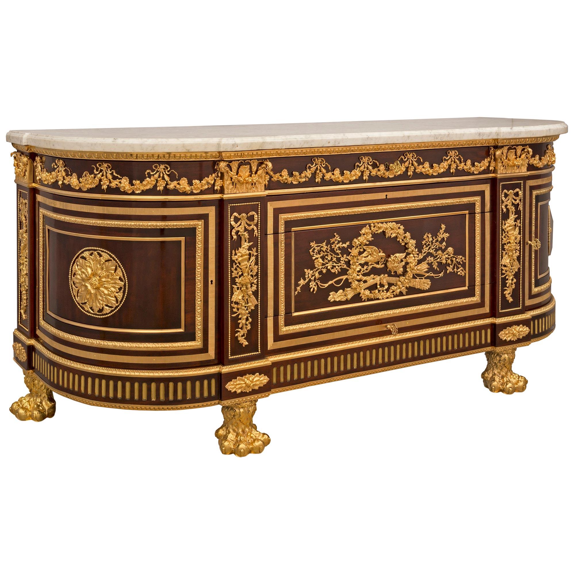 French 19th Century Louis XVI St. Mahogany and Ormolu Mounted Commode De Chateau For Sale 2