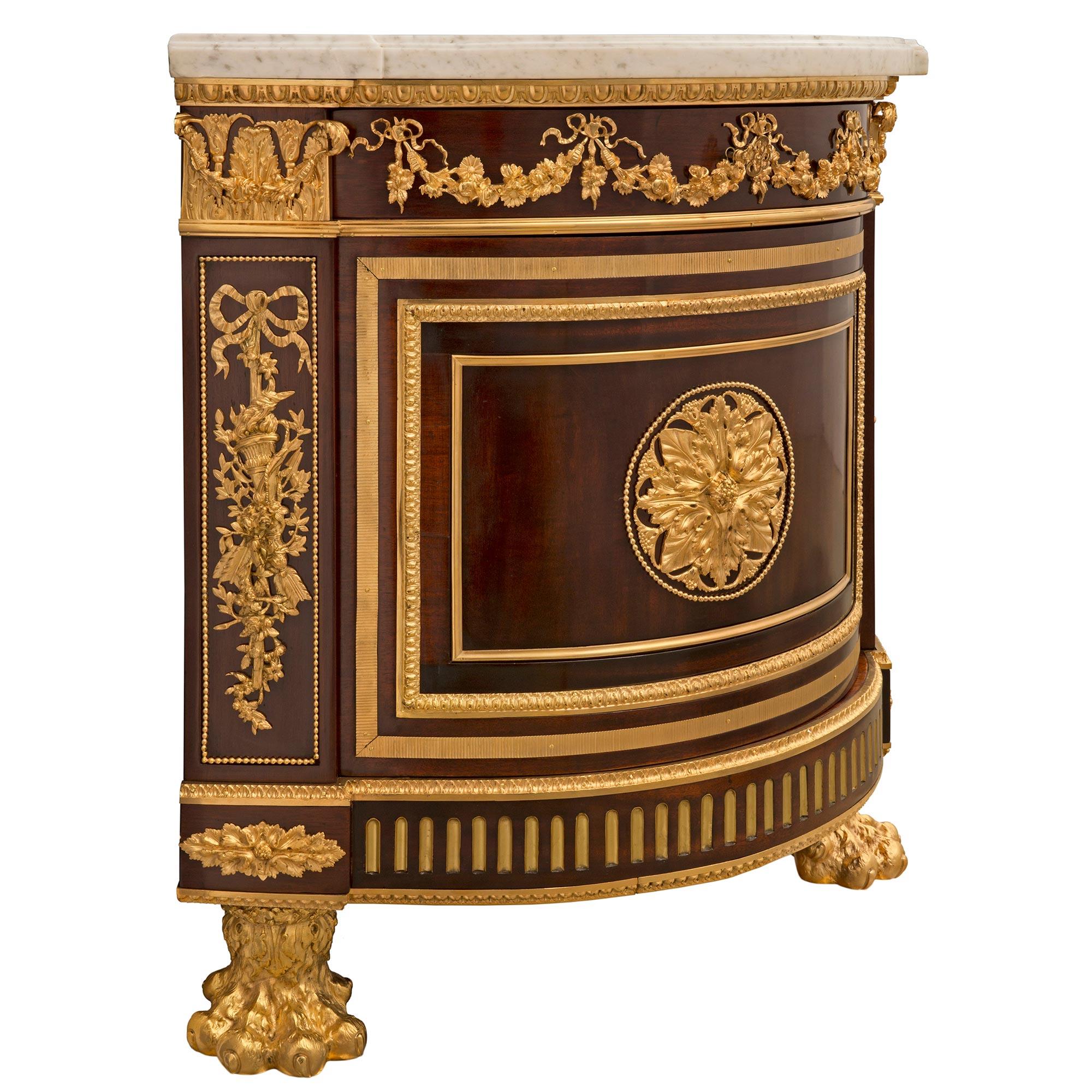 French 19th Century Louis XVI St. Mahogany and Ormolu Mounted Commode De Chateau For Sale 3