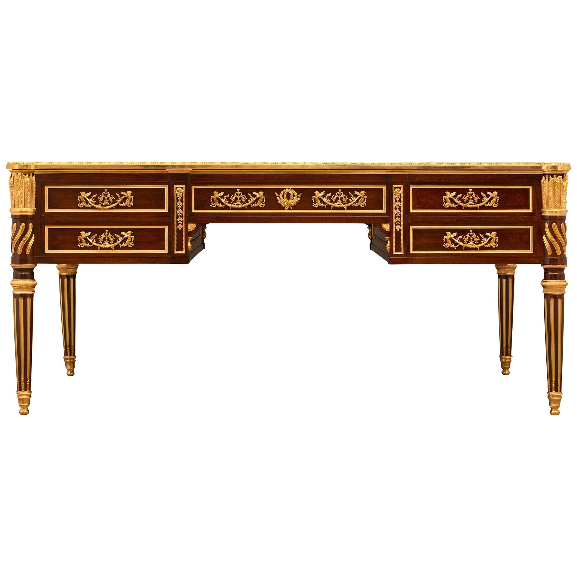 French 19th Century Louis XVI St. Mahogany And Ormolu Mounted Partners Desk For Sale 7