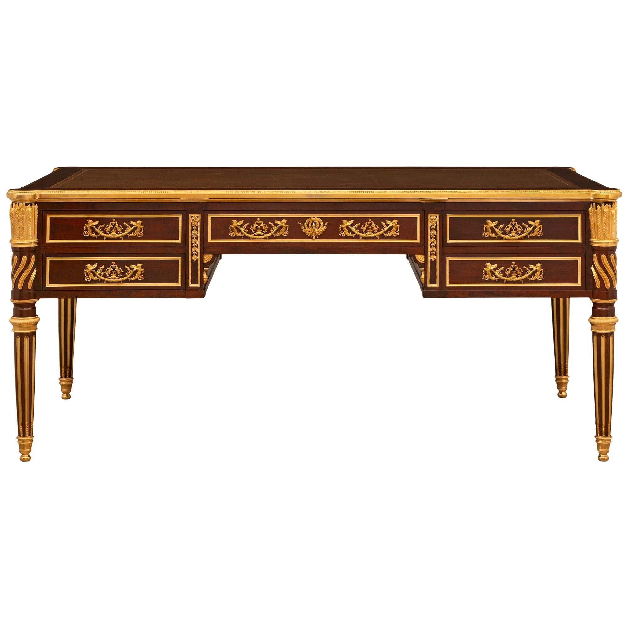 French 19th Century Louis XVI St. Mahogany And Ormolu Mounted Partners Desk For Sale 10