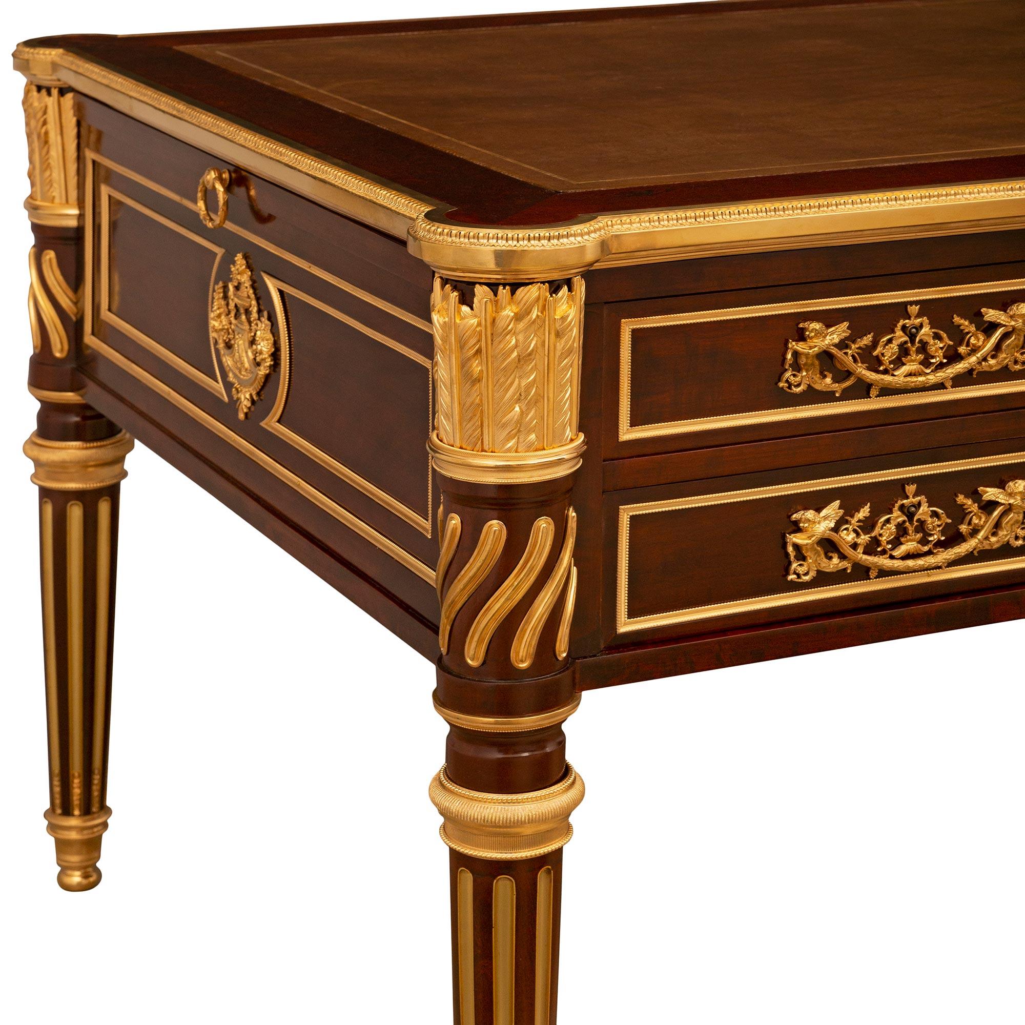 French 19th Century Louis XVI St. Mahogany And Ormolu Mounted Partners Desk For Sale 2