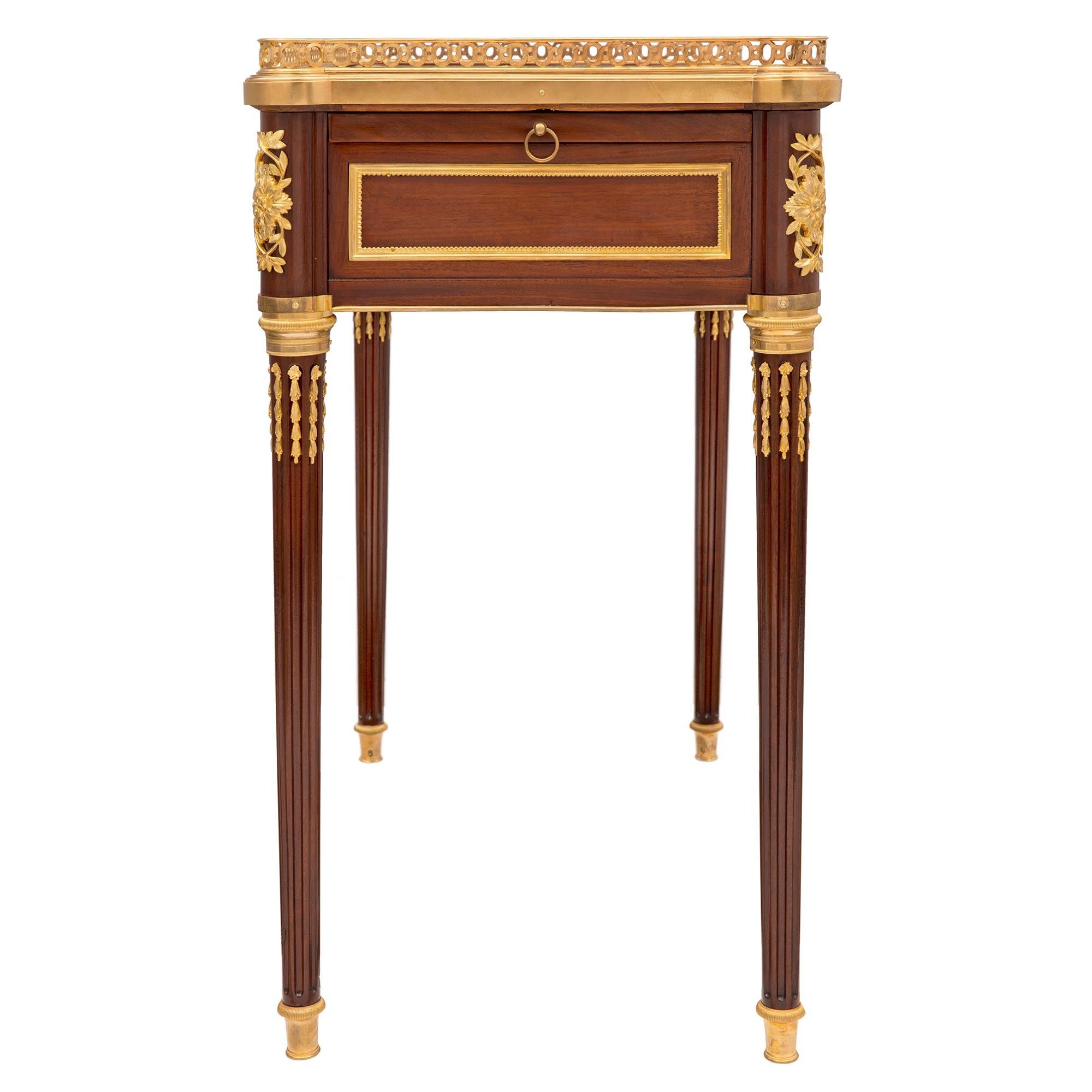 French 19th Century Louis XVI St. Mahogany and Ormolu Side Table/Writing Desk For Sale 2