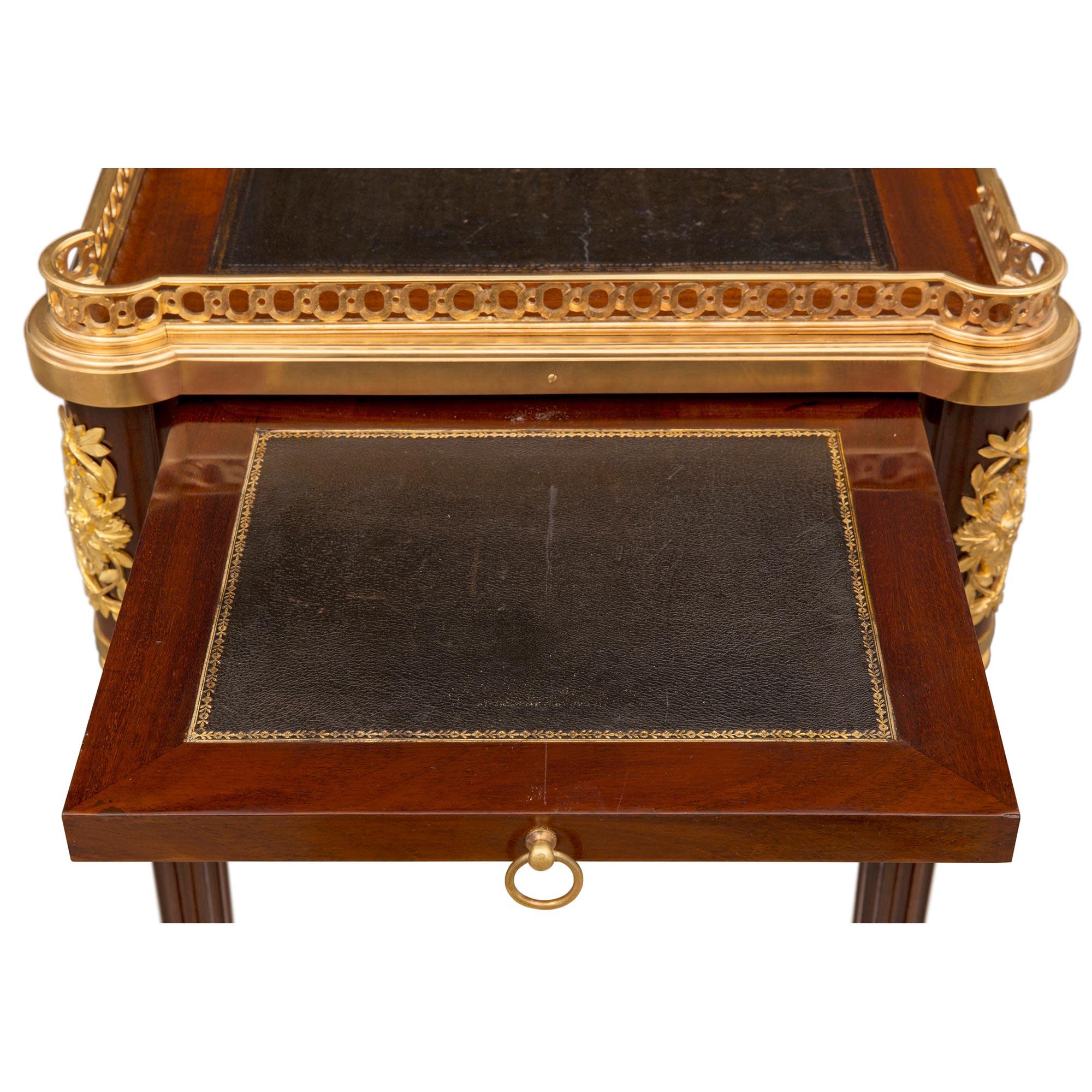 French 19th Century Louis XVI St. Mahogany and Ormolu Side Table/Writing Desk For Sale 4