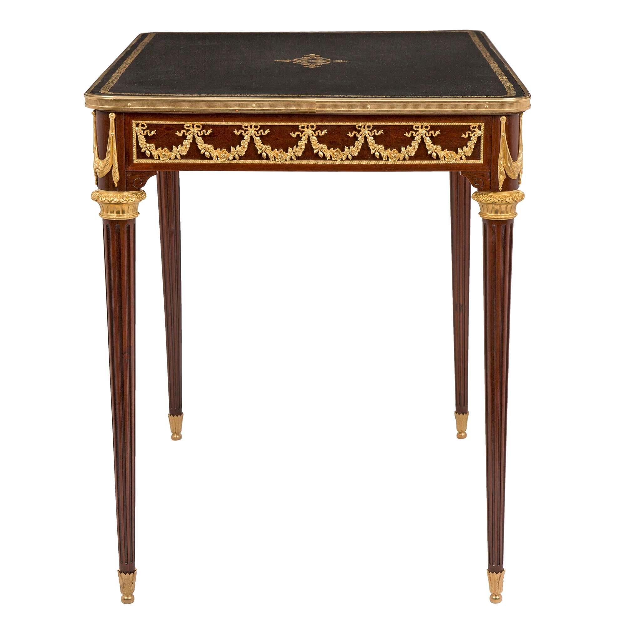 French 19th Century Louis XVI St. Mahogany and Ormolu Writing Desk For Sale 1