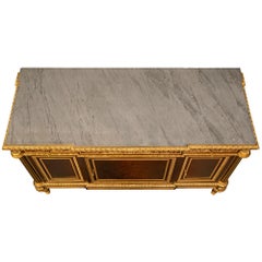 French 19th Century Louis XVI St. Mahogany & Blue Turquin Marble Commode