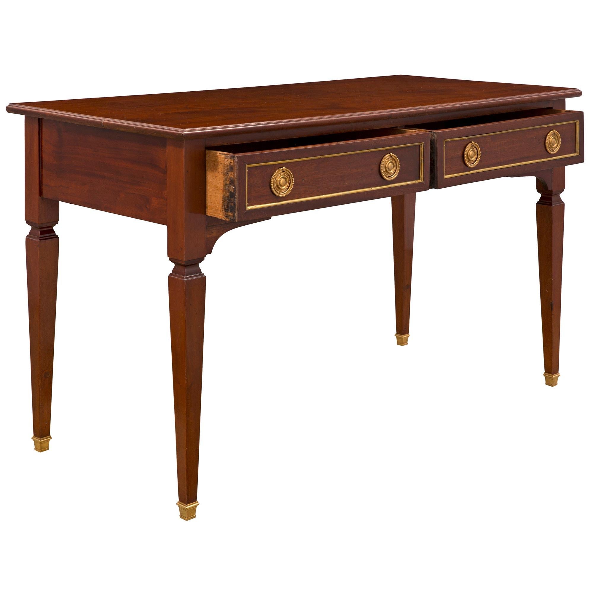 French 19th Century Louis XVI St. Mahogany, Brass, And Ormolu Desk For Sale 1