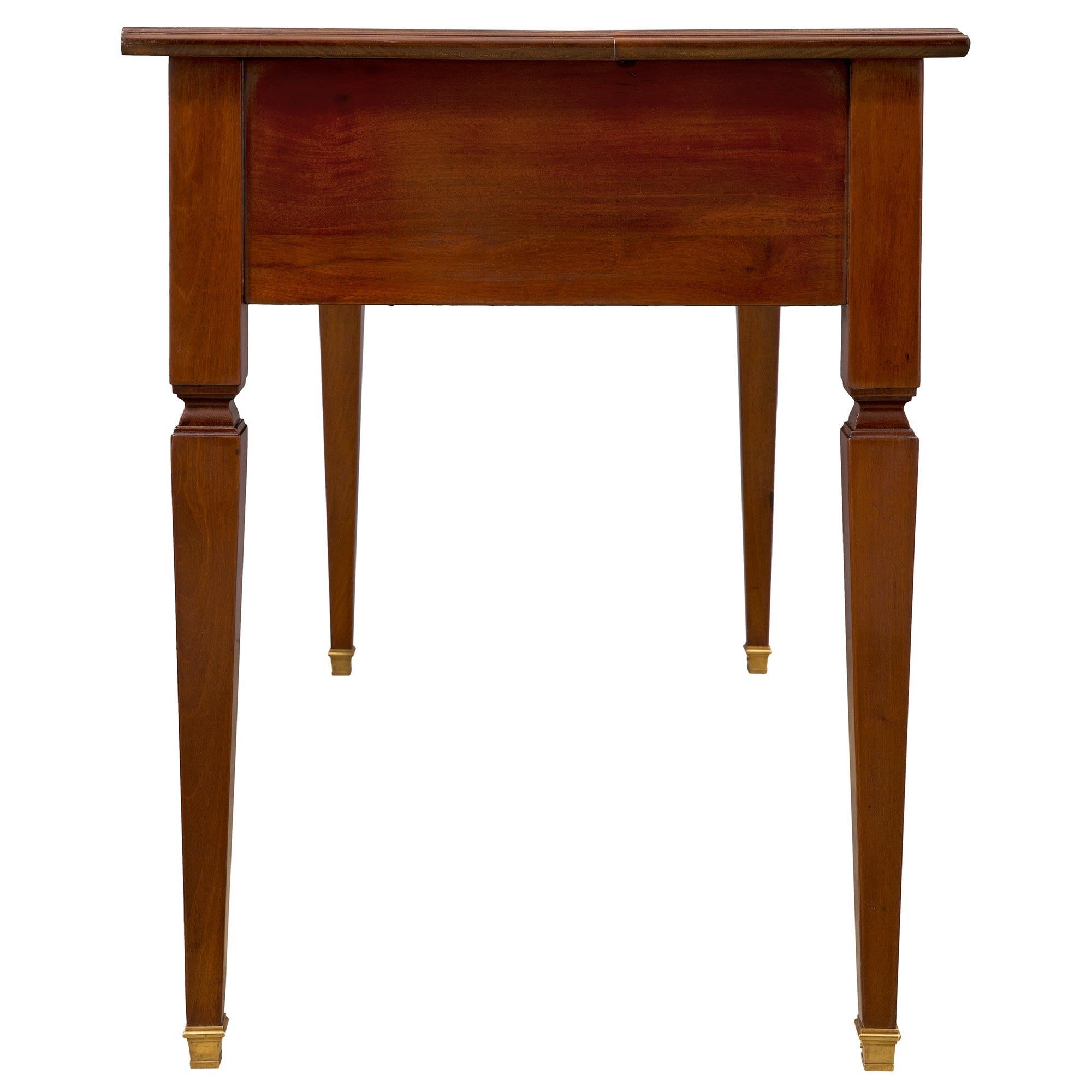 French 19th Century Louis XVI St. Mahogany, Brass, And Ormolu Desk For Sale 2